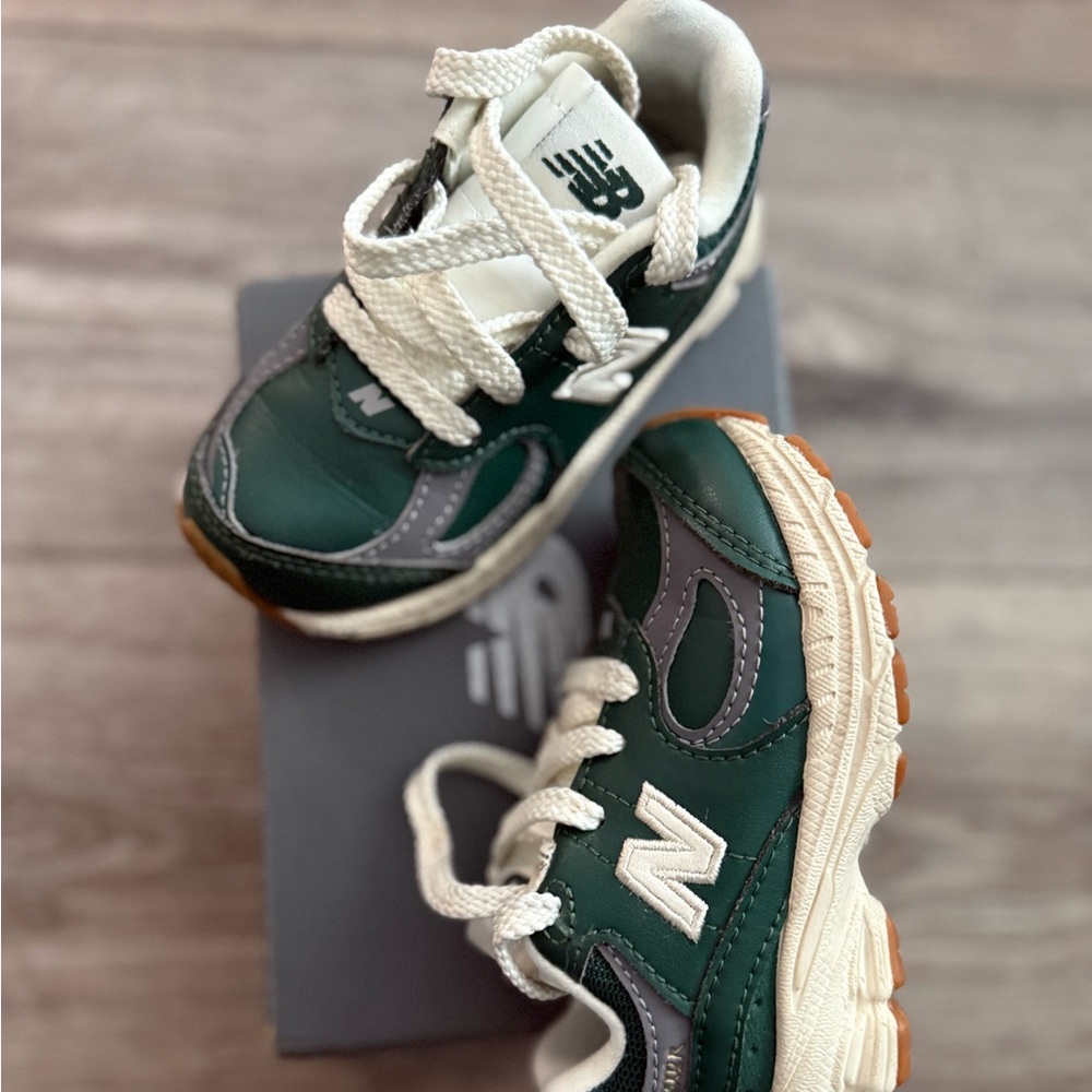 New Balance Green and White Retro Sneakers
